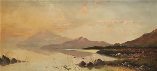 Charles Leslie (1835-1890) Snowdon from Capel Curig & Sunset over the Grampians 12 x 24in.